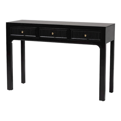 Leah Console Table - 3-Drawer Accent Table with Fluted Wood Detailing