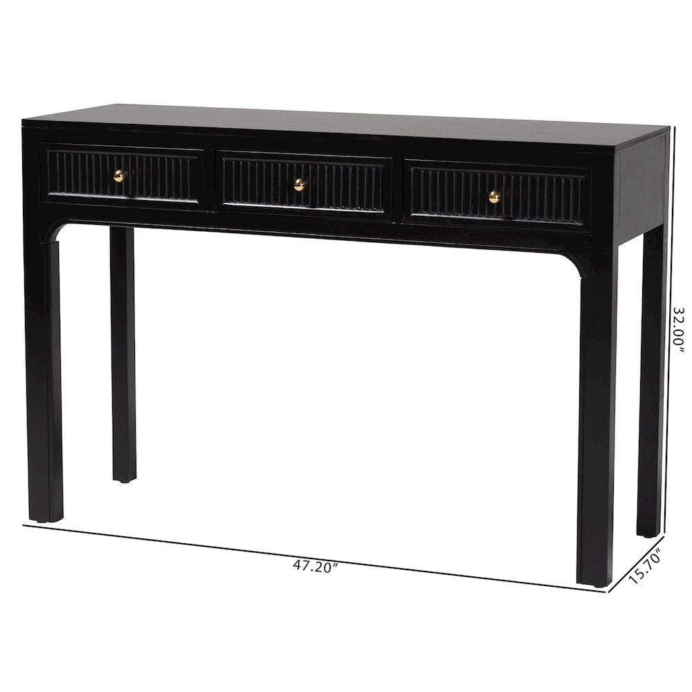 Leah Console Table - 3-Drawer Accent Table with Fluted Wood Detailing