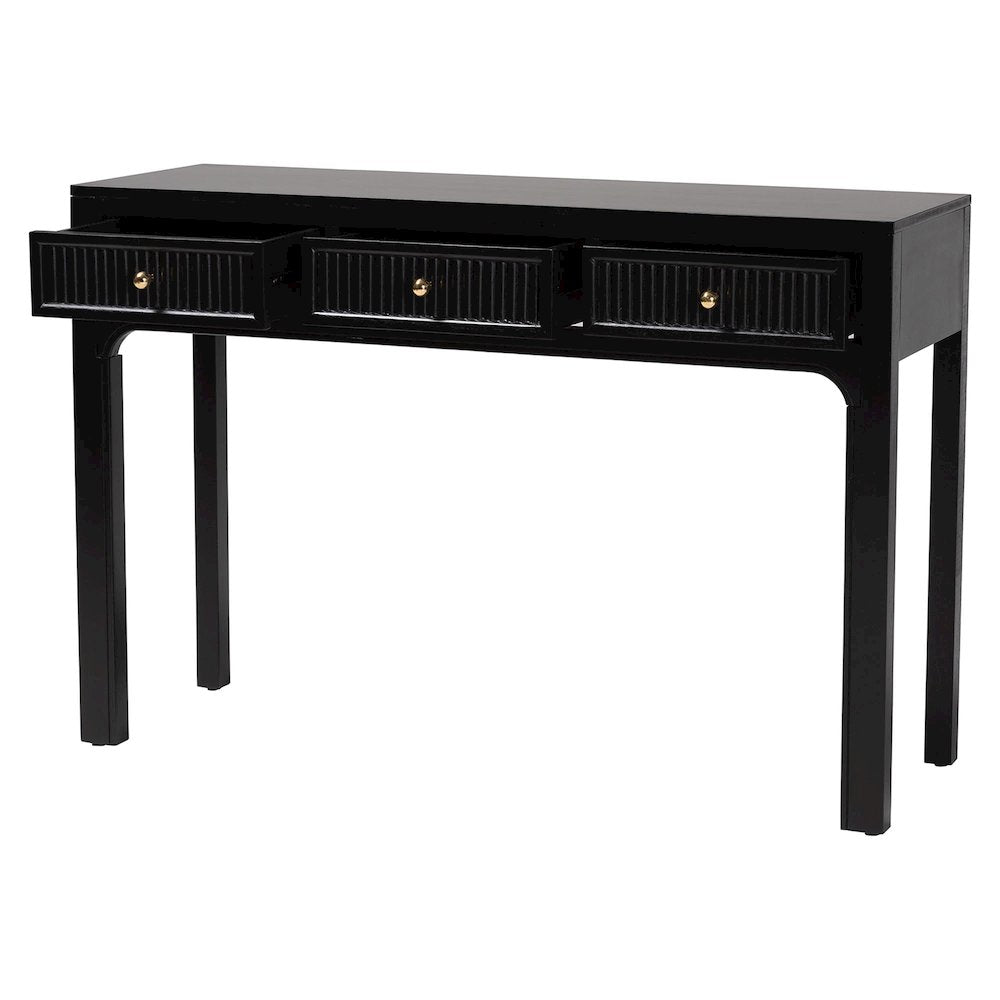Leah Console Table - 3-Drawer Accent Table with Fluted Wood Detailing