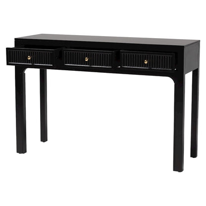Leah Console Table - 3-Drawer Accent Table with Fluted Wood Detailing