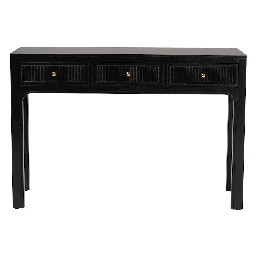 Leah Console Table - 3-Drawer Accent Table with Fluted Wood Detailing