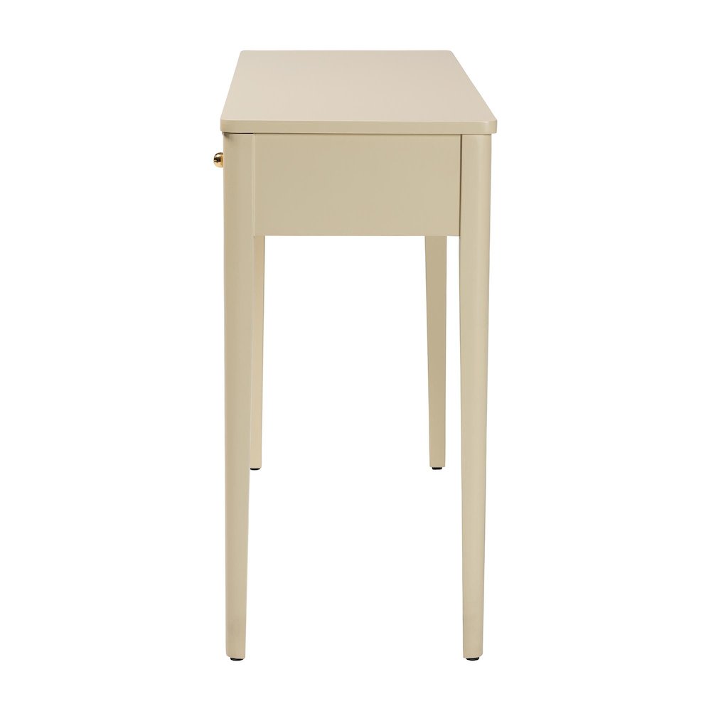 Console Table - 3-Drawer Accent Table with Fluted Wood and Scalloped Framing