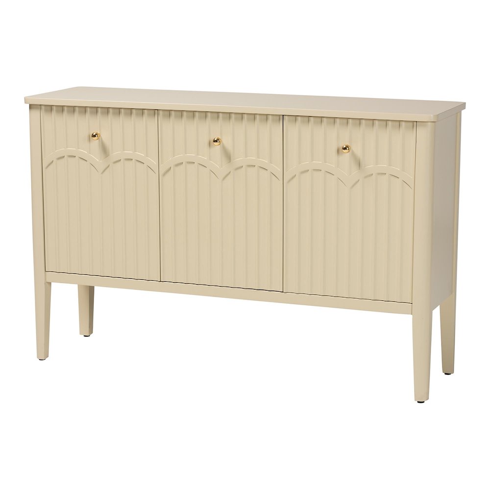 Sideboard - Modern Storage Buffet Console with Fluted Wood and Scalloped Molding