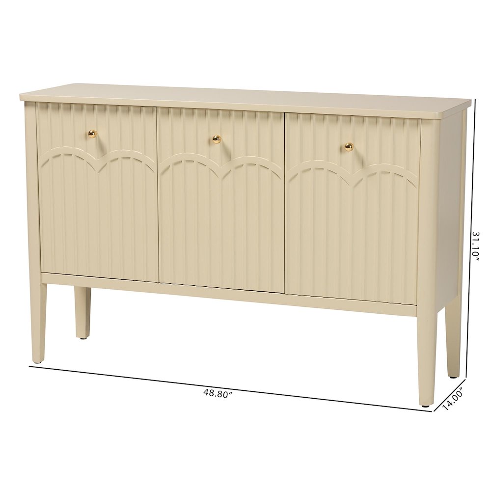 Sideboard - Modern Storage Buffet Console with Fluted Wood and Scalloped Molding
