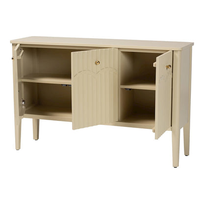 Sideboard - Modern Storage Buffet Console with Fluted Wood and Scalloped Molding
