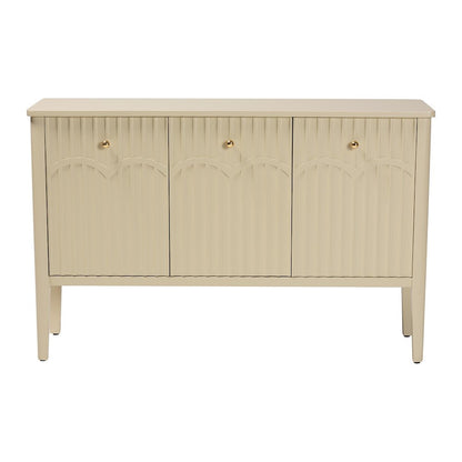Sideboard - Modern Storage Buffet Console with Fluted Wood and Scalloped Molding