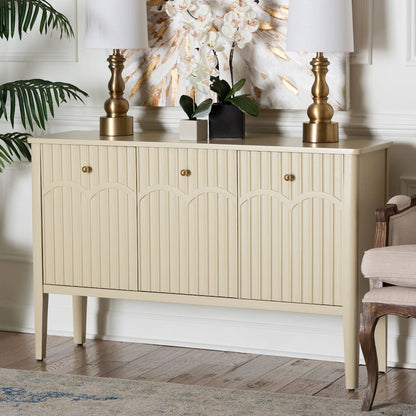 Sideboard - Modern Storage Buffet Console with Fluted Wood and Scalloped Molding