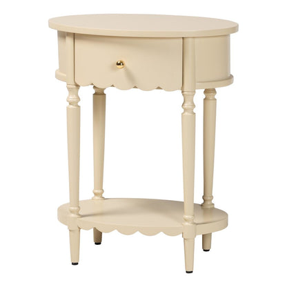 1-Drawer Accent End Table with Scalloped Detailing and Open Shelf Storage
