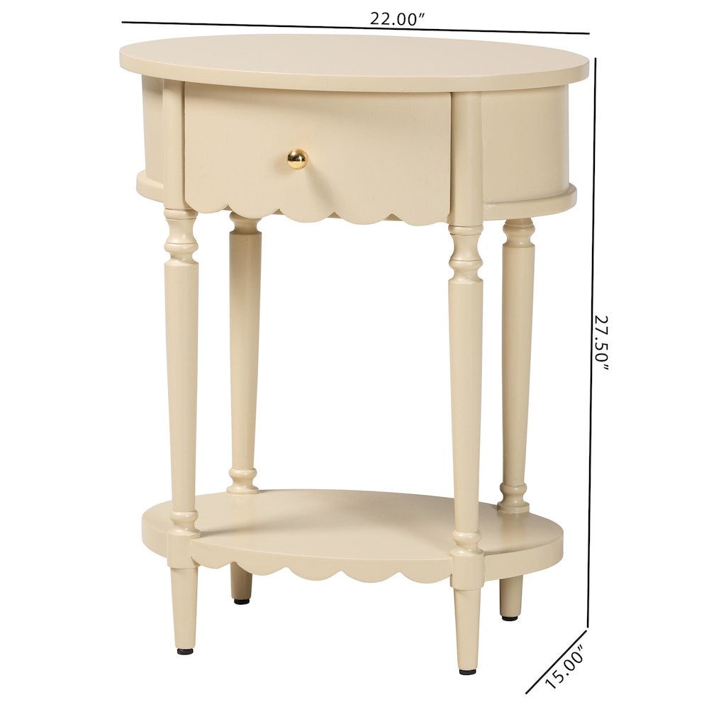 1-Drawer Accent End Table with Scalloped Detailing and Open Shelf Storage