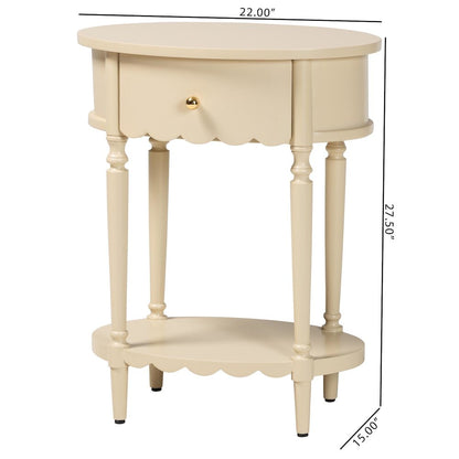 1-Drawer Accent End Table with Scalloped Detailing and Open Shelf Storage