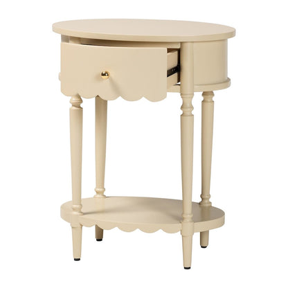 1-Drawer Accent End Table with Scalloped Detailing and Open Shelf Storage