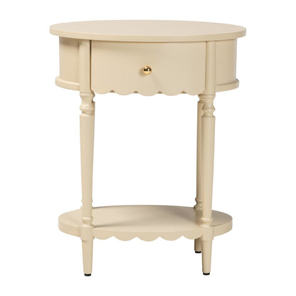 1-Drawer Accent End Table with Scalloped Detailing and Open Shelf Storage
