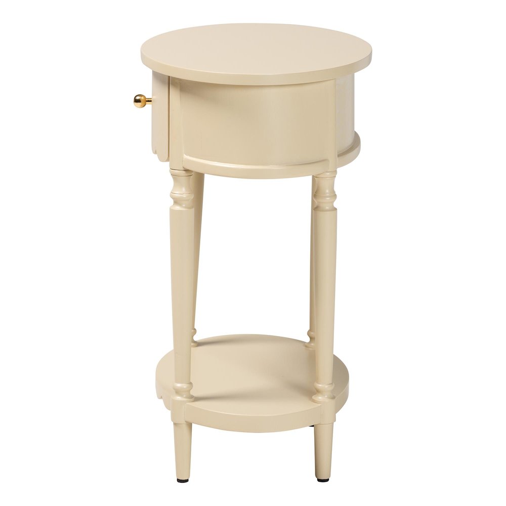 1-Drawer Accent End Table with Scalloped Detailing and Open Shelf Storage