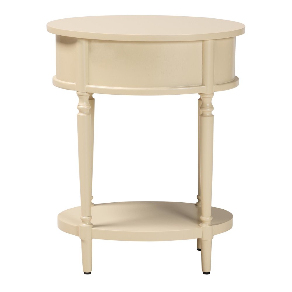 1-Drawer Accent End Table with Scalloped Detailing and Open Shelf Storage