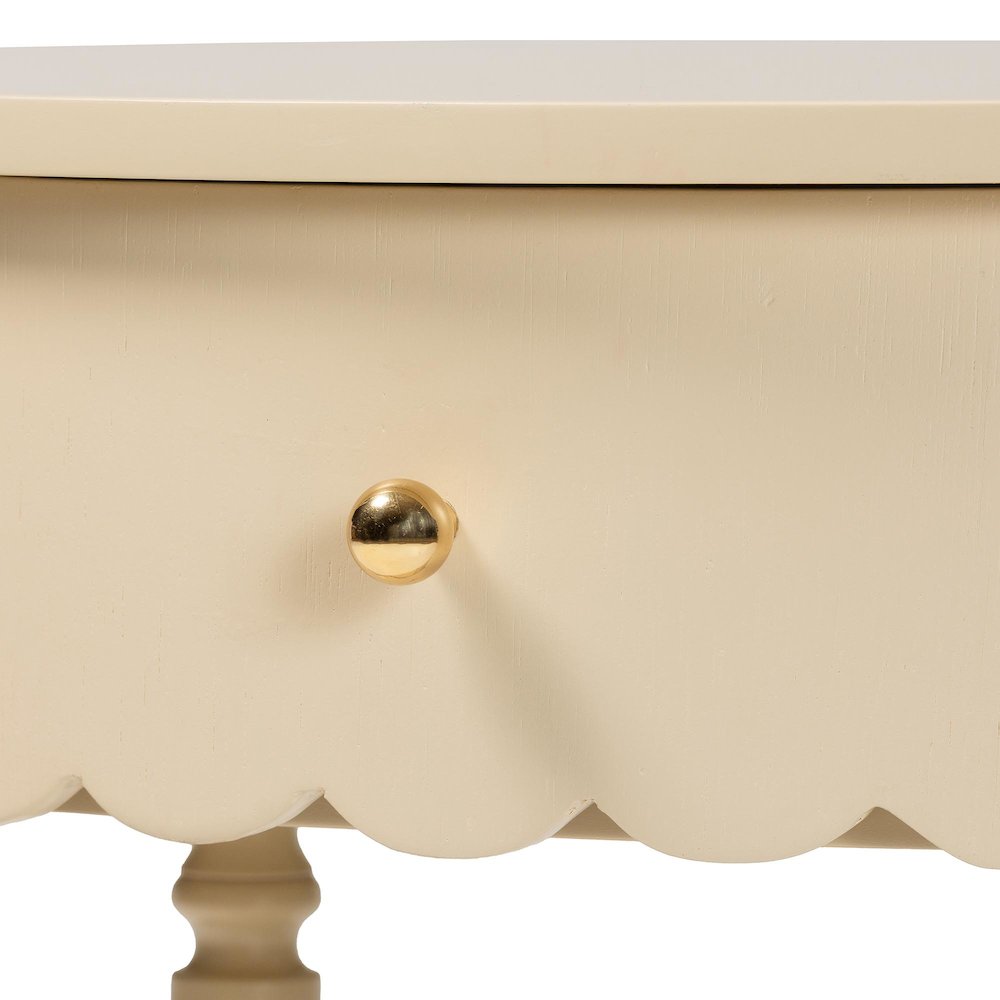 1-Drawer Accent End Table with Scalloped Detailing and Open Shelf Storage