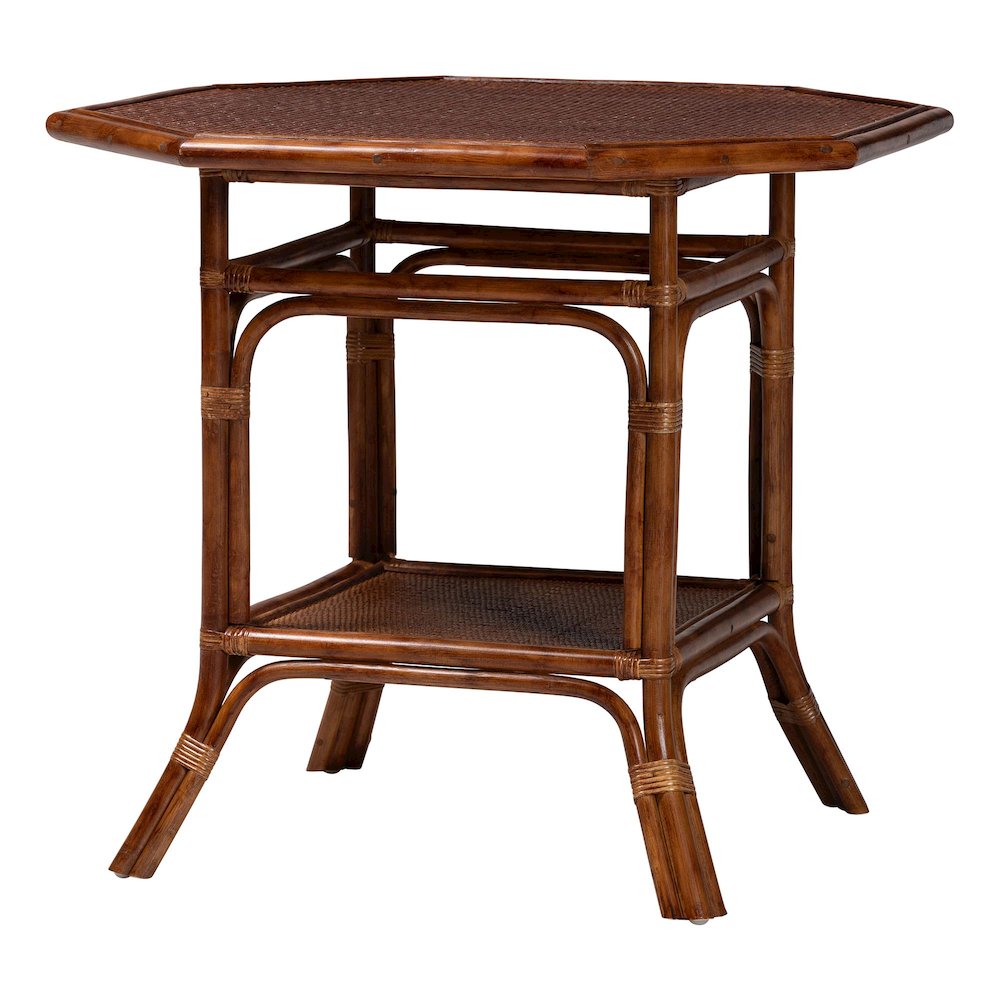 Marbled Tortoise Rattan 5-Piece Dining Set - Dining Table and 4 Chairs Set