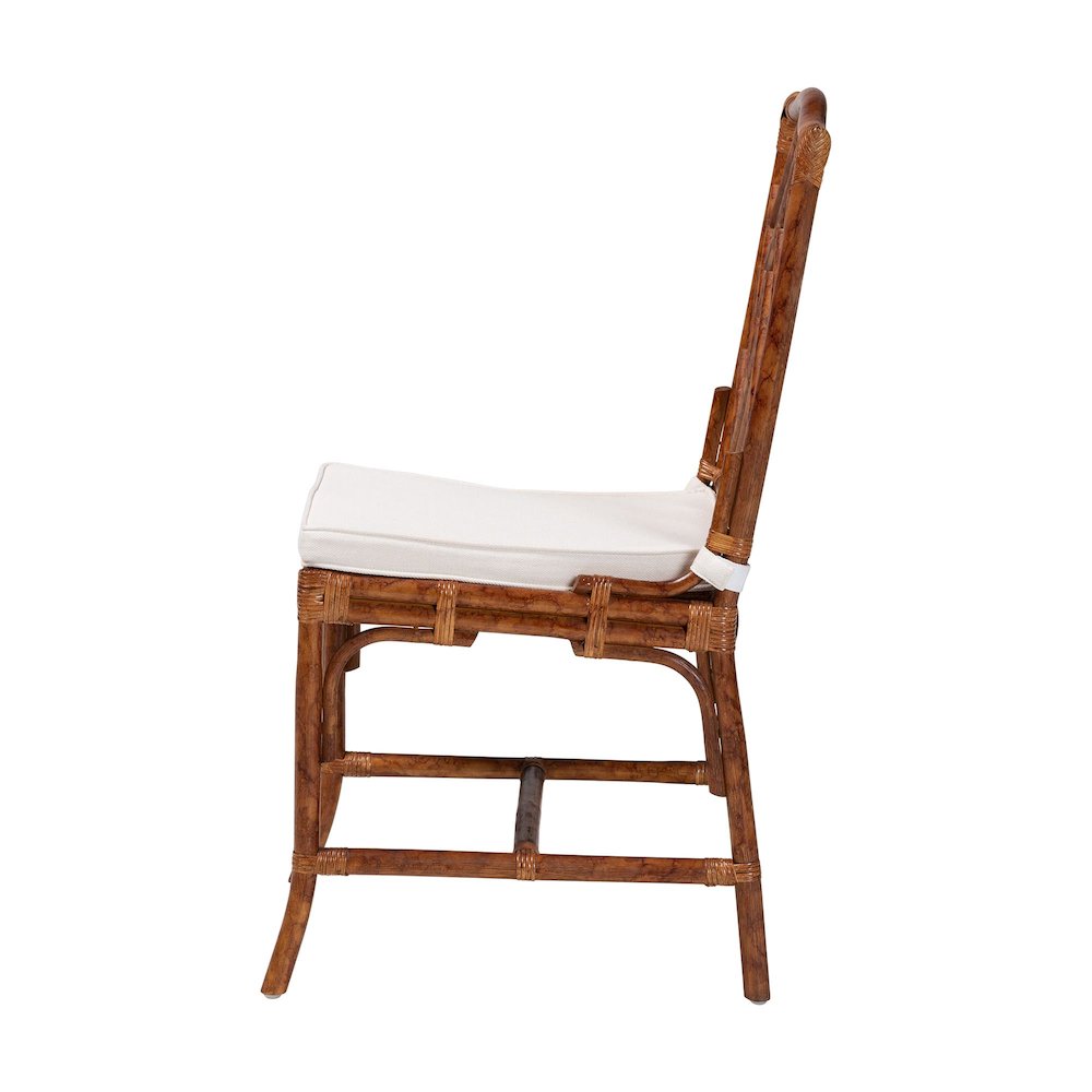 Rattan Dining Chair - Handwoven Accent Side Chair with Removable Cushion
