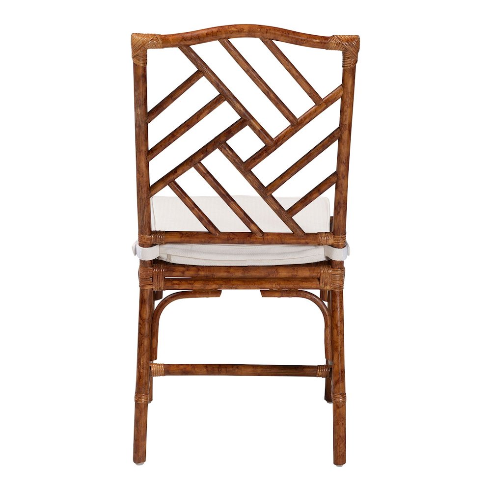 Rattan Dining Chair - Handwoven Accent Side Chair with Removable Cushion