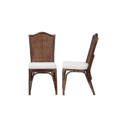 Mahdis Rattan 2-Piece Dining Chair Set with Cushion, Chevron Back