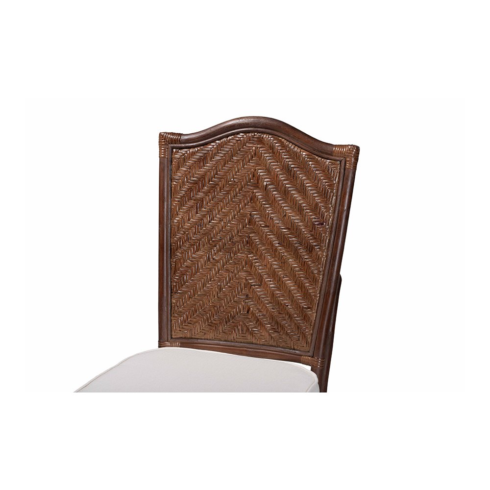 Mahdis Rattan 2-Piece Dining Chair Set with Cushion, Chevron Back