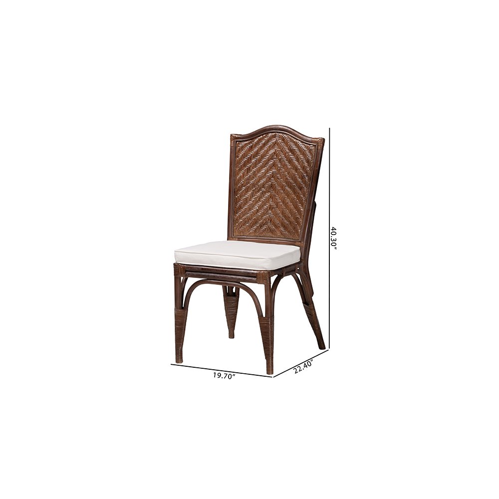 Mahdis Rattan 2-Piece Dining Chair Set with Cushion, Chevron Back