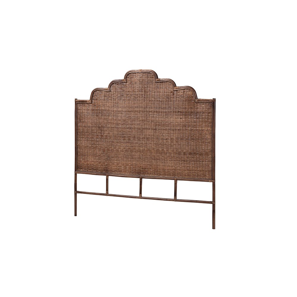 Raphaela Rattan Standalone Headboard with Stepped Detailing, Queen