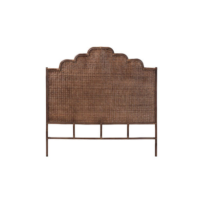 Raphaela Rattan Standalone Headboard with Stepped Detailing, Queen