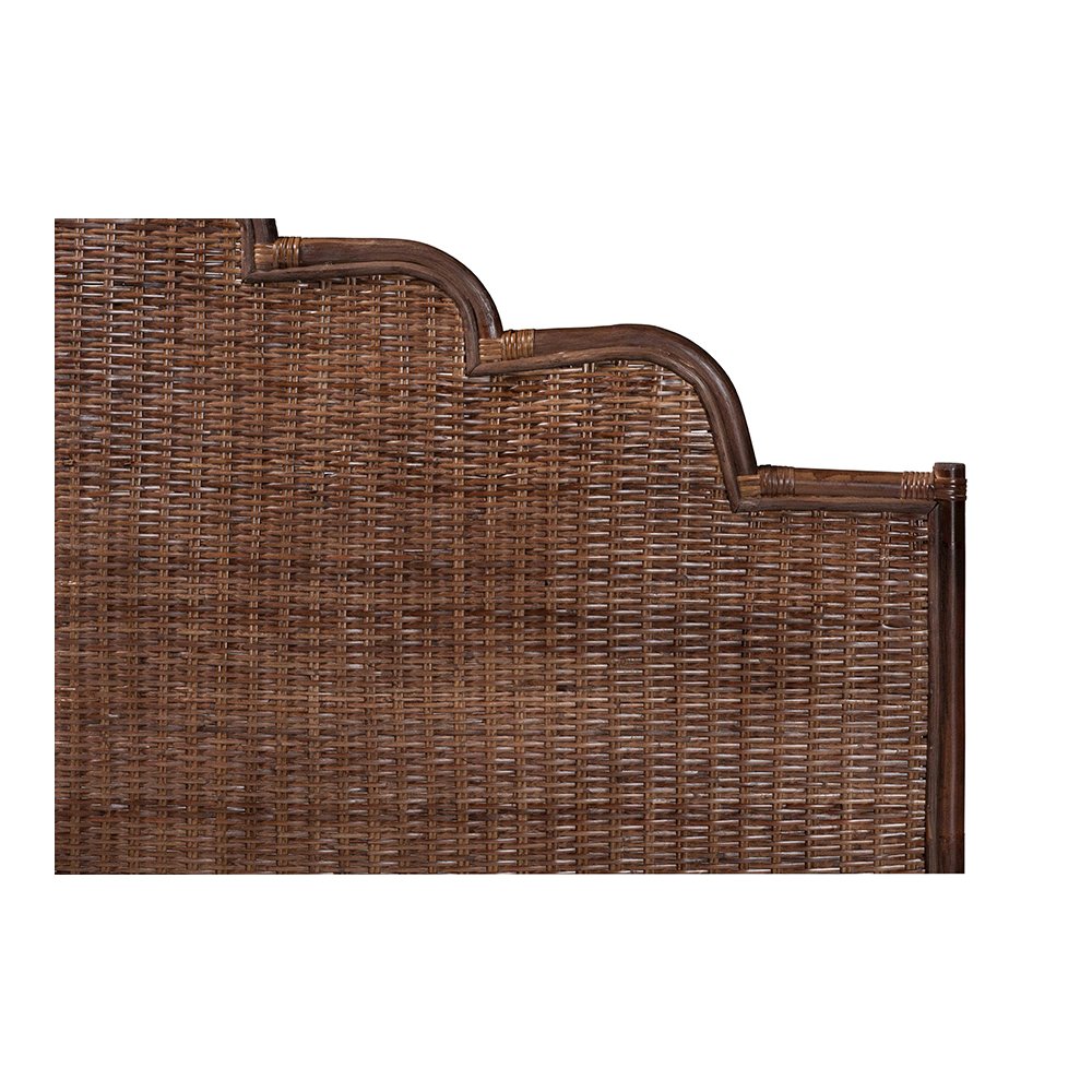 Raphaela Rattan Standalone Headboard with Stepped Detailing, Queen