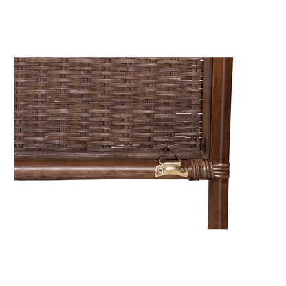 Raphaela Rattan Standalone Headboard with Stepped Detailing, Queen