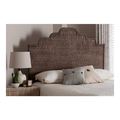 Raphaela Rattan Standalone Headboard with Stepped Detailing, Queen