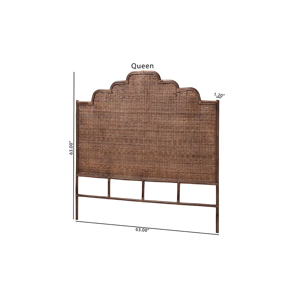 Raphaela Rattan Standalone Headboard with Stepped Detailing, Queen