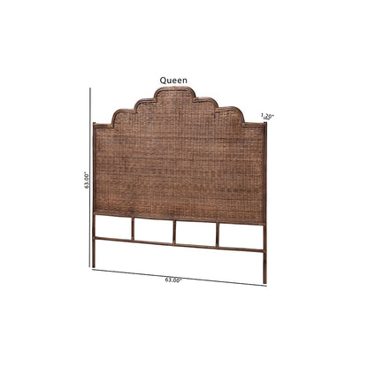 Raphaela Rattan Standalone Headboard with Stepped Detailing, Queen