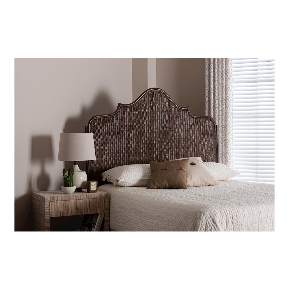 Jaelle Rattan Standalone Headboard with Handwoven Arch Top, Queen