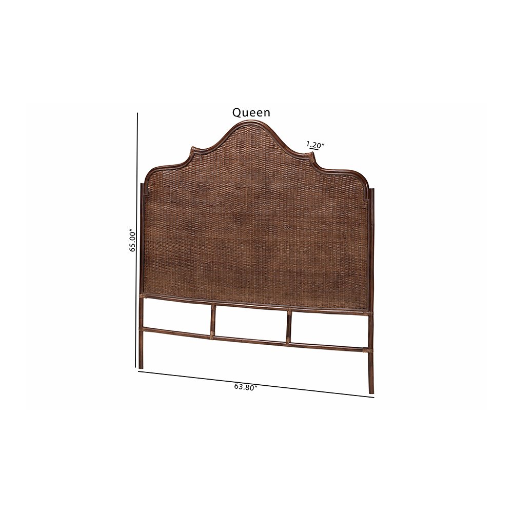 Jaelle Rattan Standalone Headboard with Handwoven Arch Top, Queen