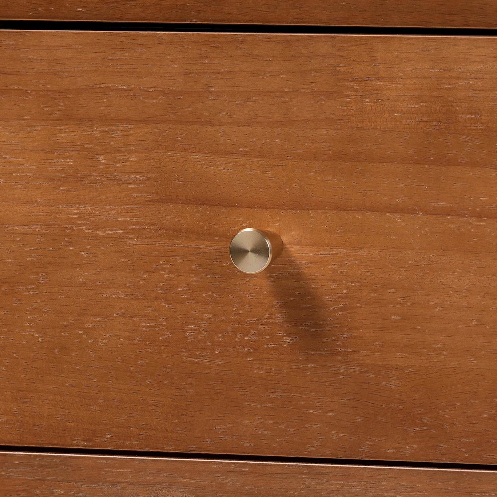 6-Drawer Storage Cabinet with Scalloped Apron and Turned Legs, Walnut Brown