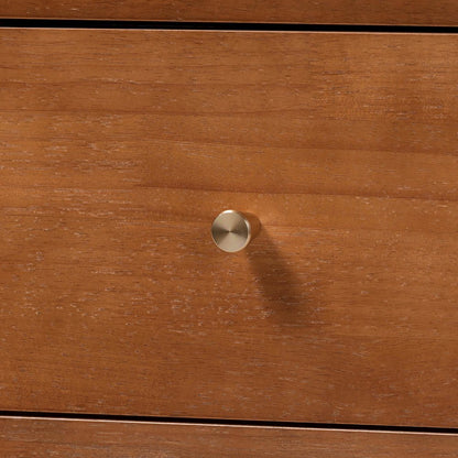 6-Drawer Storage Cabinet with Scalloped Apron and Turned Legs, Walnut Brown