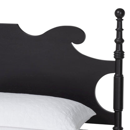 Gaetano Platform Bed Frame with Turned Posts and Panel Headboard, Black, Queen