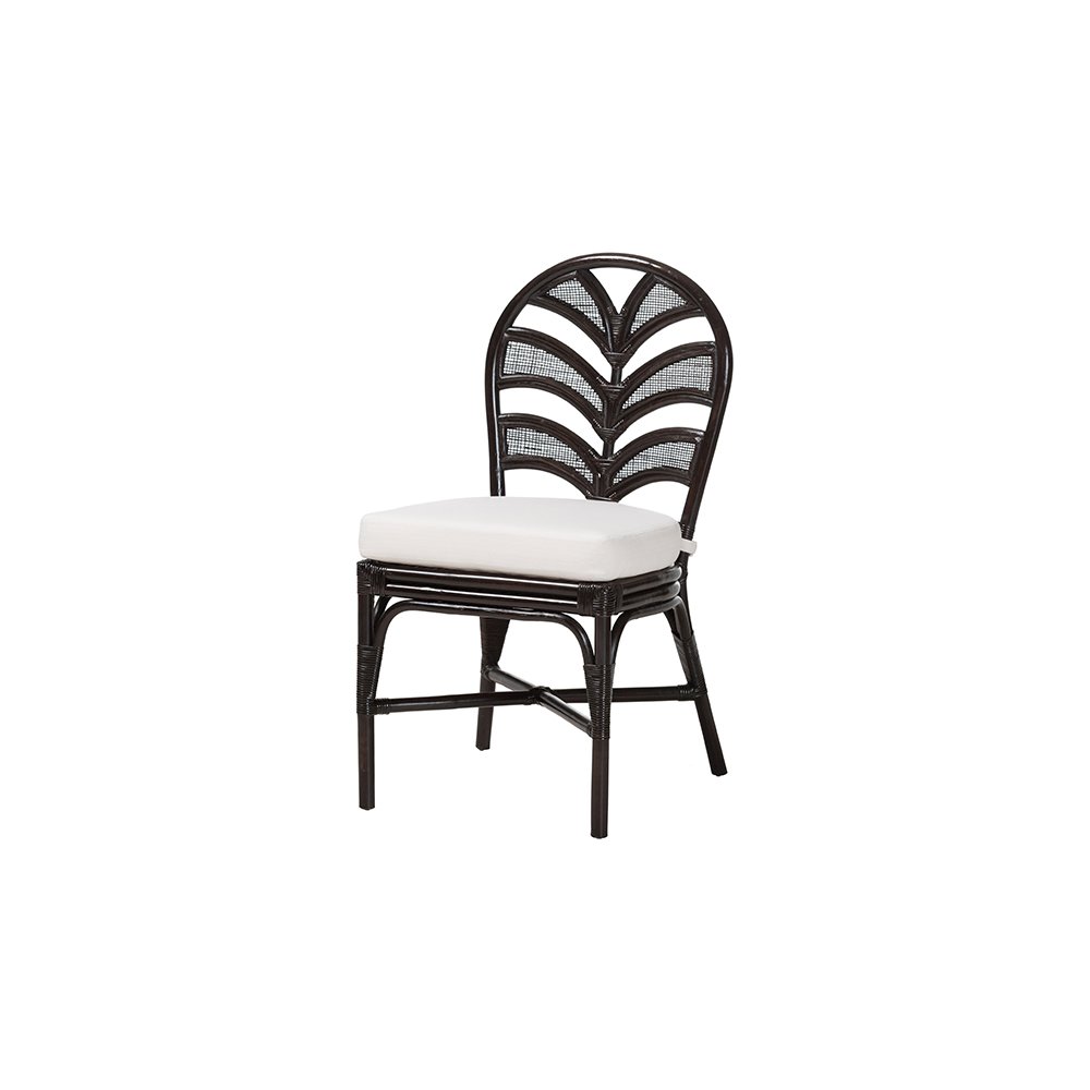 Niven Rattan Dining Chair with Banana Leaf Backrest and Cushion