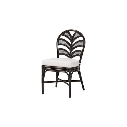 Niven Rattan Dining Chair with Banana Leaf Backrest and Cushion