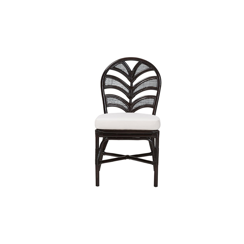 Niven Rattan Dining Chair with Banana Leaf Backrest and Cushion