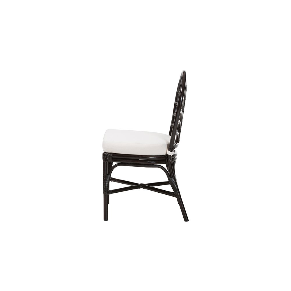 Niven Rattan Dining Chair with Banana Leaf Backrest and Cushion
