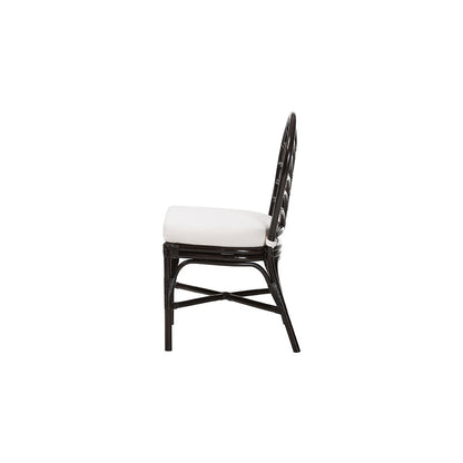 Niven Rattan Dining Chair with Banana Leaf Backrest and Cushion