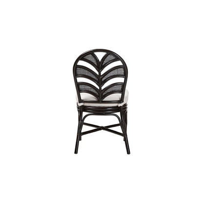 Niven Rattan Dining Chair with Banana Leaf Backrest and Cushion