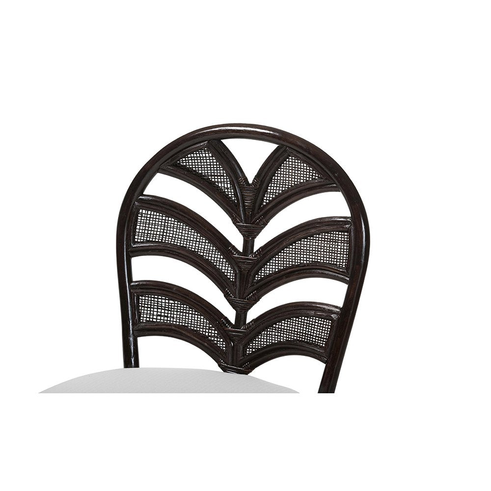 Niven Rattan Dining Chair with Banana Leaf Backrest and Cushion