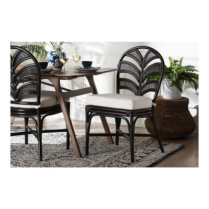 Niven Rattan Dining Chair with Banana Leaf Backrest and Cushion