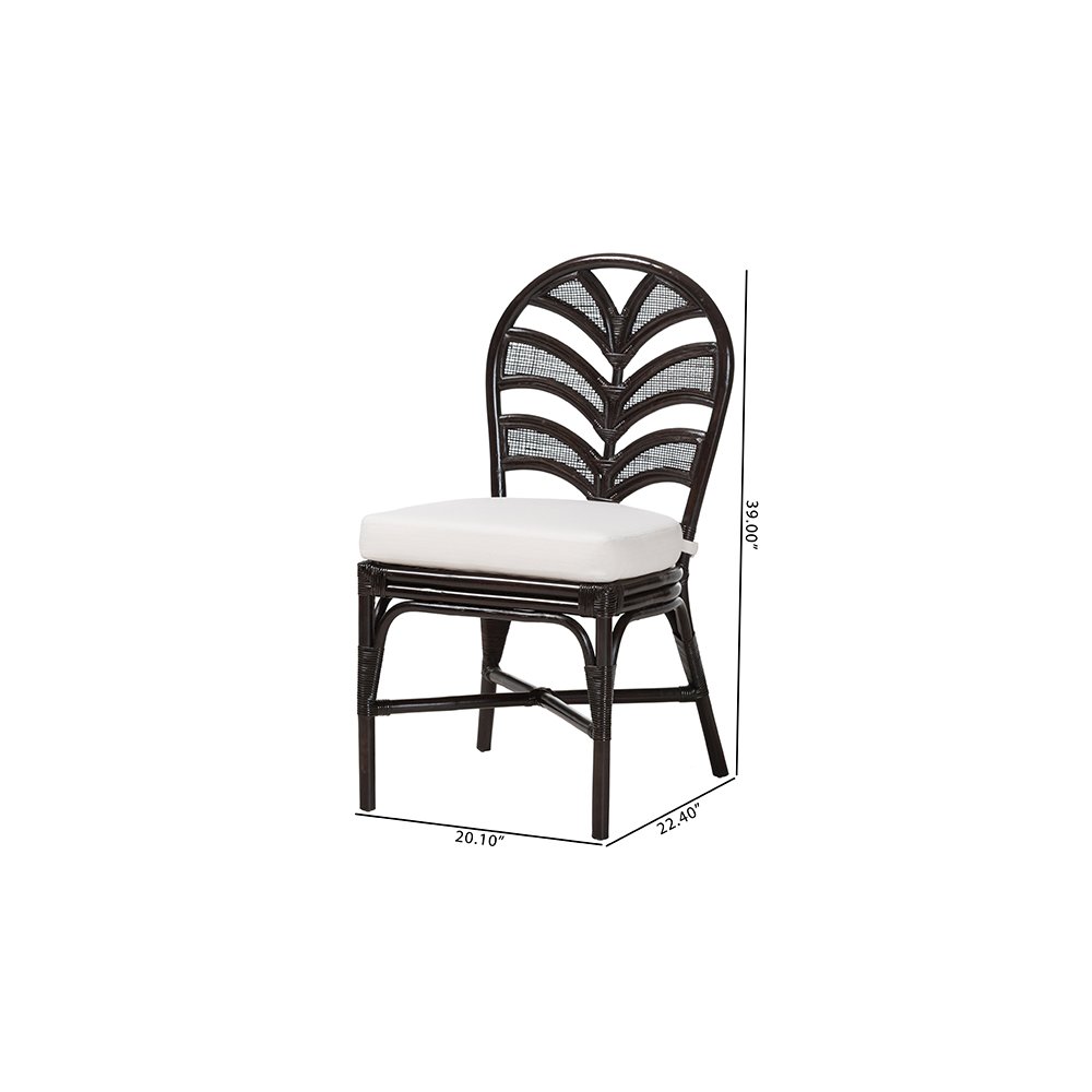 Niven Rattan Dining Chair with Banana Leaf Backrest and Cushion