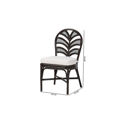 Niven Rattan Dining Chair with Banana Leaf Backrest and Cushion