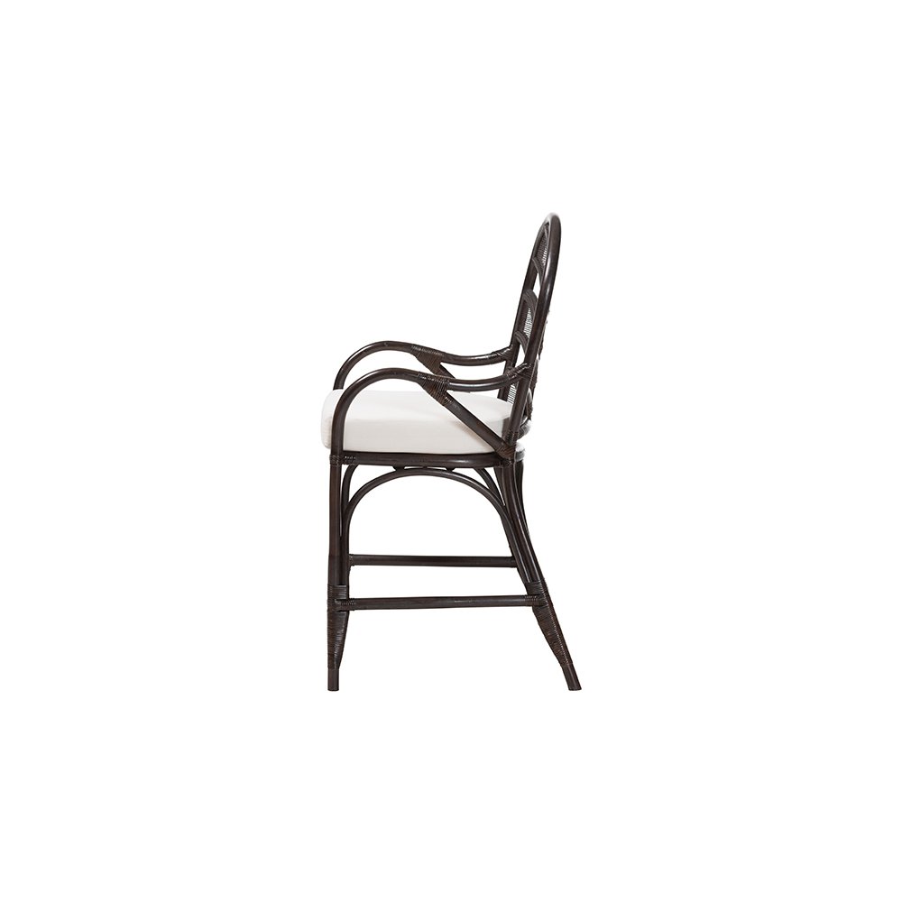Niven Rattan Counter Stool with Banana Leaf Backrest and Cushion
