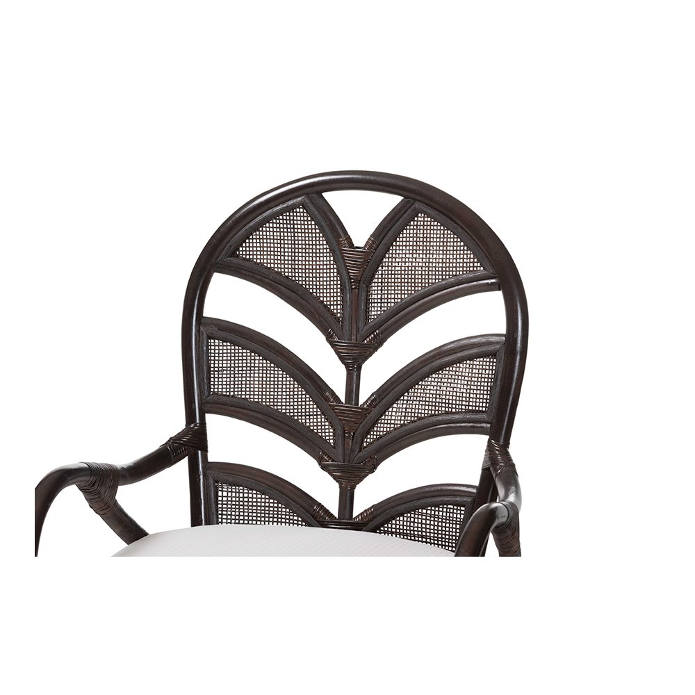 Niven Rattan Counter Stool with Banana Leaf Backrest and Cushion