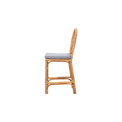 Oberon Rattan Counter Stool with Sunburst Backrest and Cushion